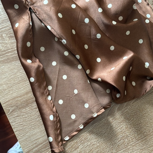 Brown Silky A-Line Midi Dress - Picture 8 of 9